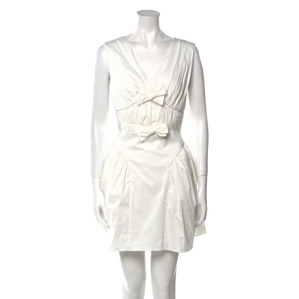 Self-Portrait White Bow Mini A-Line Dress
